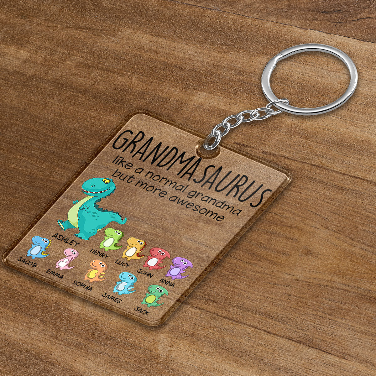 Grandmasaurus And Kids Cute Dinosaurs Personalized Acrylic Keychain