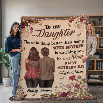 To My Daughter From Mom Happy Mother's Day Personalized Tapestry Woven Blanket, Gift For Daughter