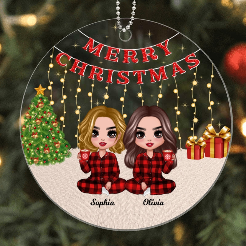 Pajamas Doll Besties Christmas Light Strings Personalized Acrylic Ornament