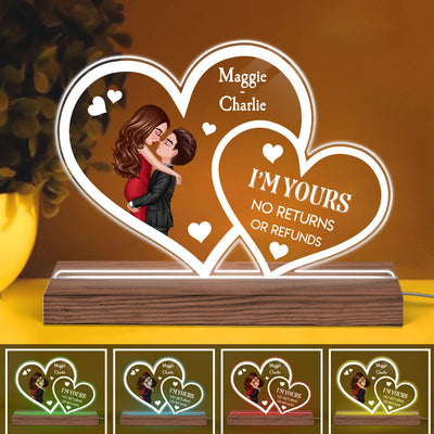 Couple Hearts Hugging Kissing Personalized Custom Shape LED