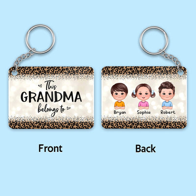 Leopard This Grandma Mom Belongs To Doll Kids Personalized Acrylic Keychain