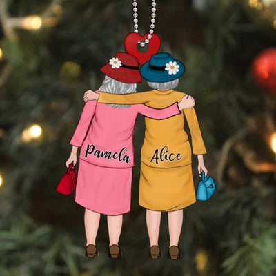 Old Besties Best Friend Personalized Christmas Wooden Ornament