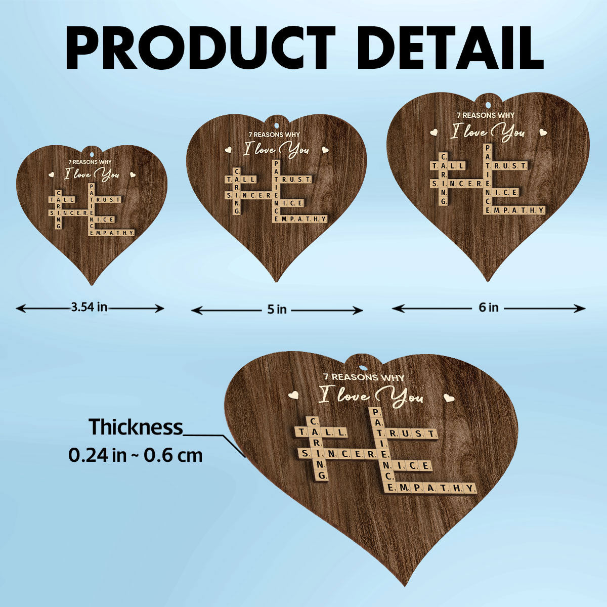 Reasons Why I Love You Personalized 2-Layered Wooden Ornament, Anniversary, Birthday, Christmas Gift for Boyfriend, Husband