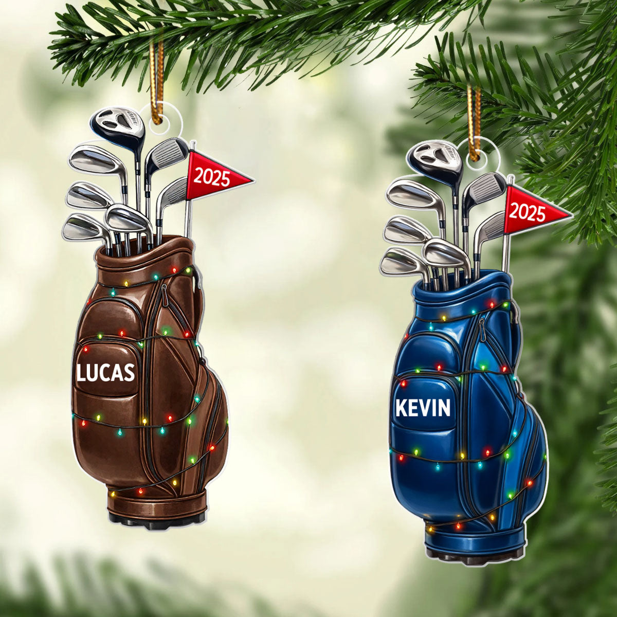 Custom Golf Bag - Personalized Acrylic Ornament - Christmas Gift for Golf Lovers, Gift for him, Dad, Grandpa