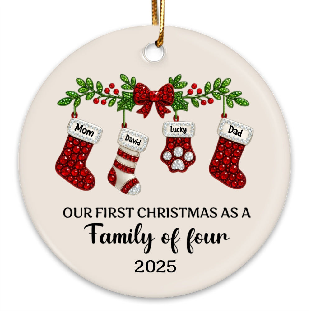 Our First Christmas as a Family, Baby 1st Christmas 3D Crystal Effect - Personalized Ceramic Ornament - Heartwarming Christmas Keepsake