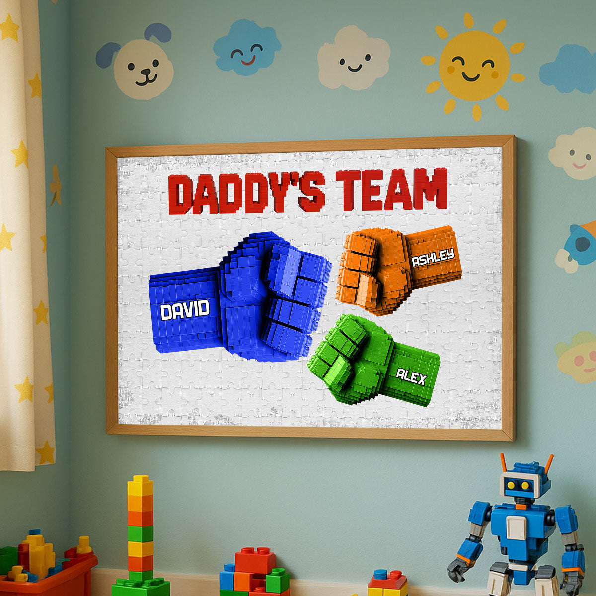 3D Effect Fist Bump Block Daddy Team Personalized Poster