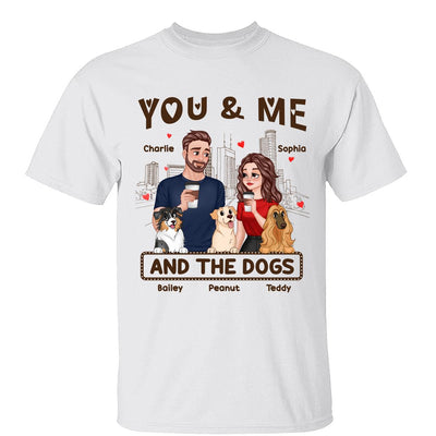 You Me & The Dog Cartoon Couple Hand In Hand Personalized Shirt