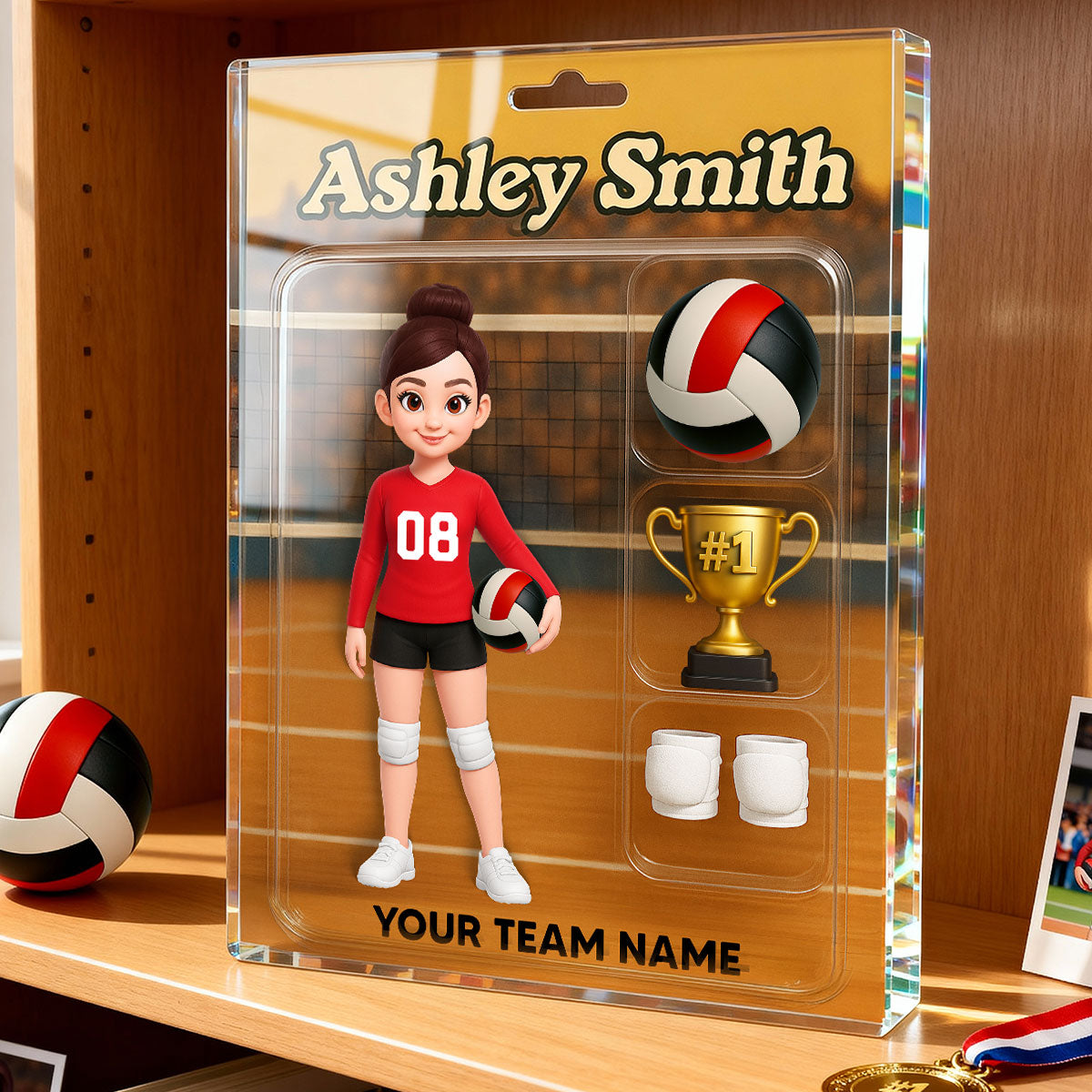 3D Effect Volleyball Player Custom Figure Style - Personalized Acrylic Block Plaque - Unique Christmas Gift For Volleyball Players, Granddaughter, Daughter