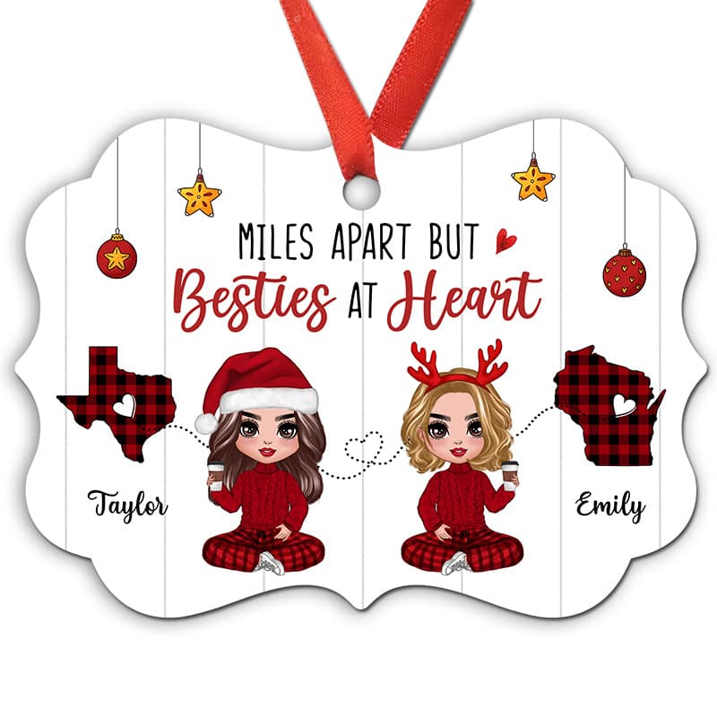 Long Distance Doll Besties Personalized Christmas Ornament