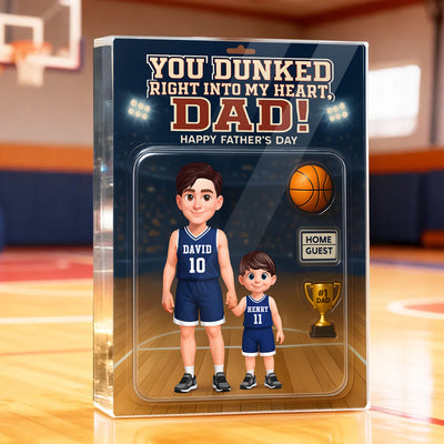 Basketball Dad You Dunked Right Into My Heart - Personalized Acrylic Block Plaque - Father's Day Gift For Basketball Dad, Husband