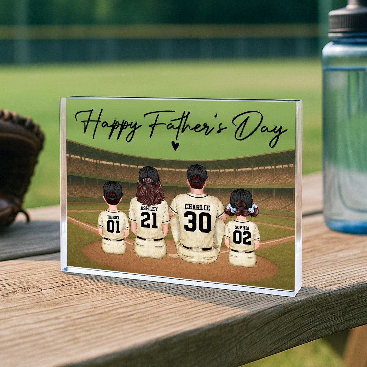Retro Vintage Baseball Daddy's Dream Team Personalized Acrylic Block Plaque| Unique Father's Day Gift For Dad