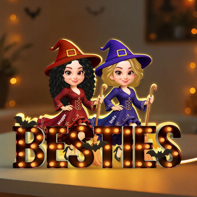 Halloween Besties Sisters Witch Marquee Personalized LED Light Box