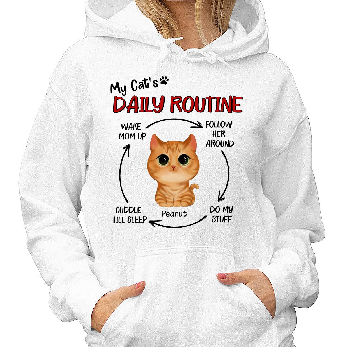 My Cats Daily Routine Cycle Watercolor Cute Cat Personalized Shirt