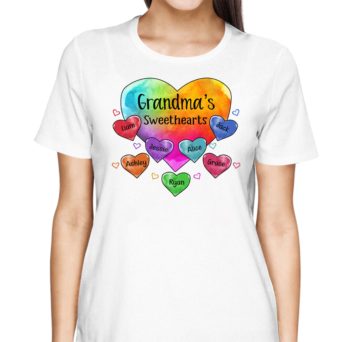 Grandma Sweethearts Pattern Personalized Light Shirt