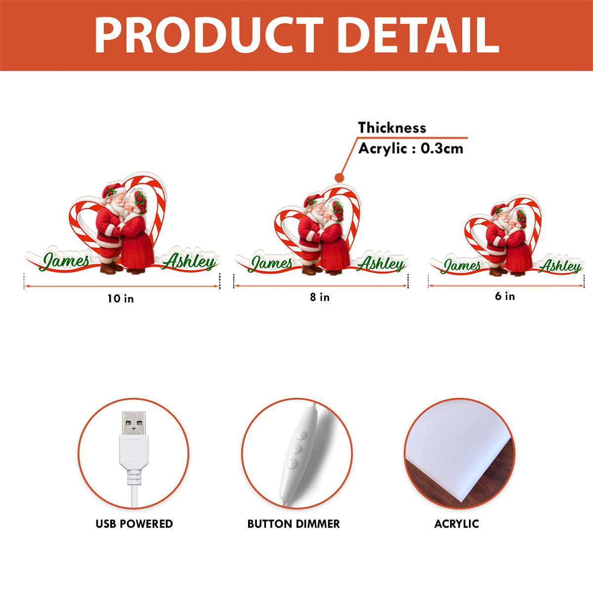 Santa Couple Growing Old Together - Personalized Light Box - Christmas Gift For Couples