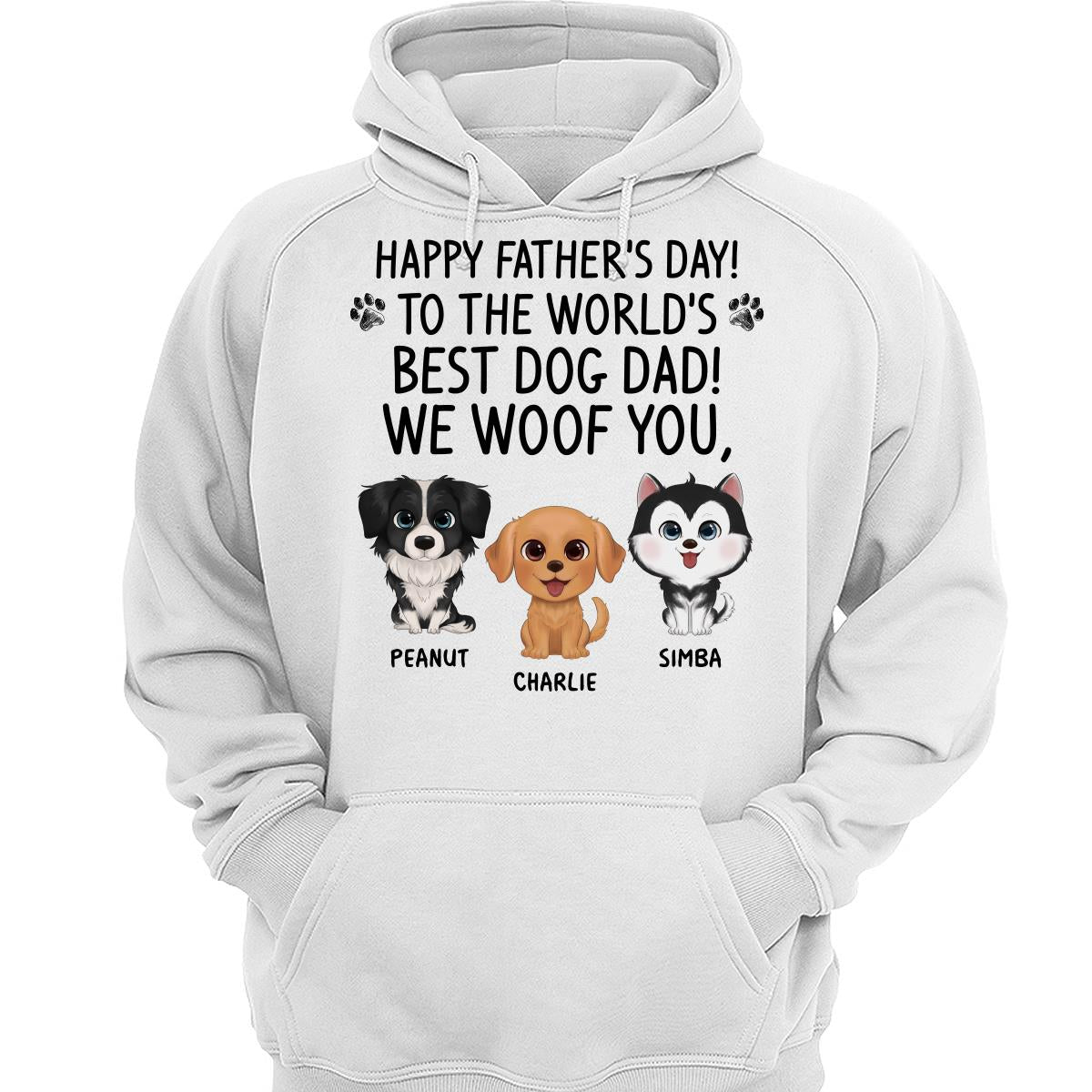 Watercolor Cute Dogs Happy Father‘s Day To The World’s Best Dog Dad Personalized Shirt