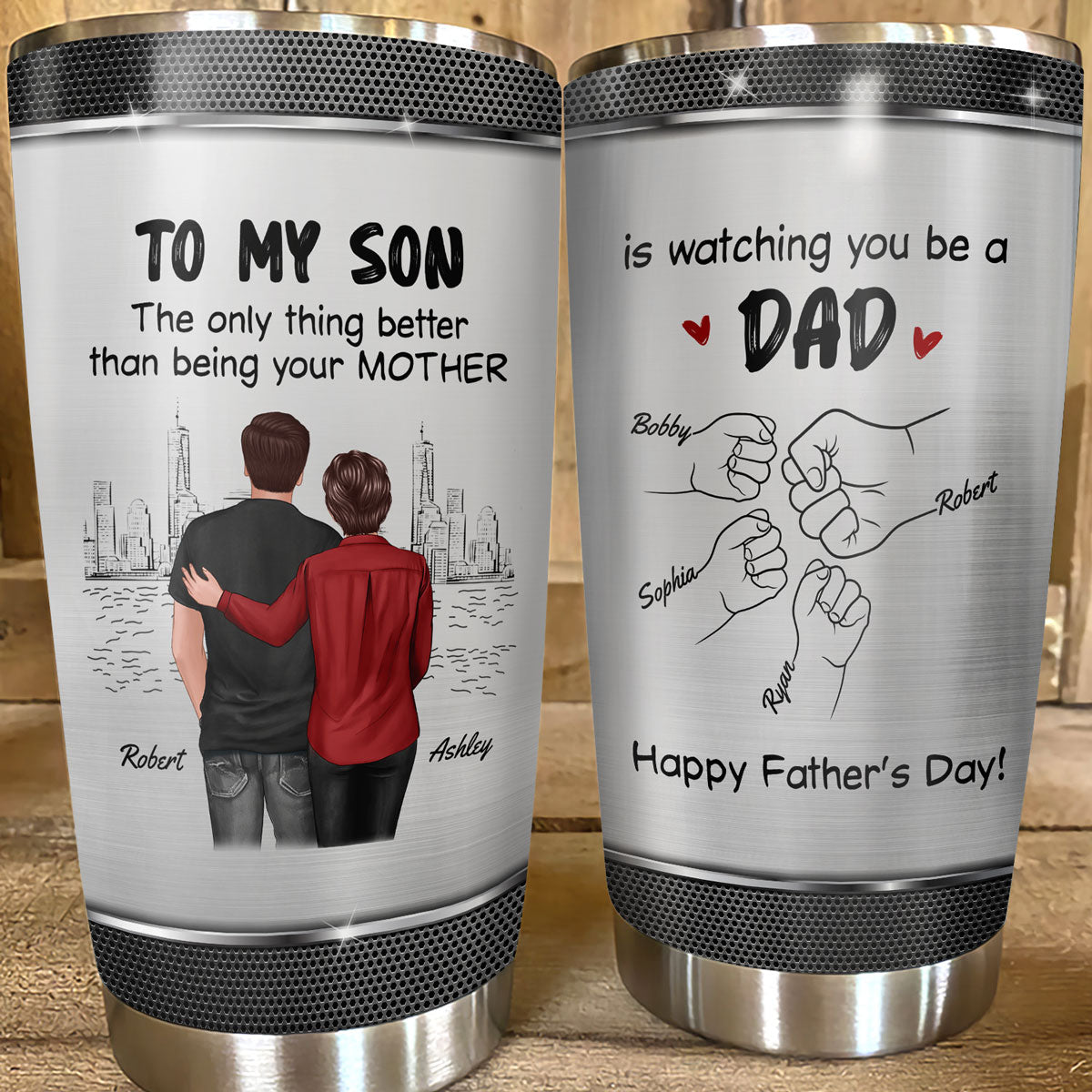 From Mom To Son Watching You Be A Dad Personalized Tumbler, Gift For Son