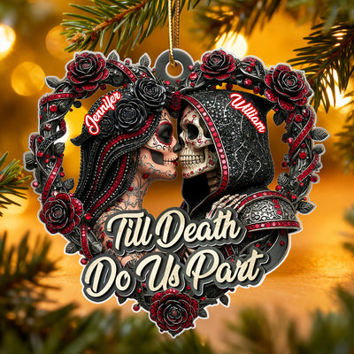 Skull Couple Christmas Gothic Style - Personalized Acrylic Ornament - Unique Christmas Gift For Him, For Her, For Goth Couple
