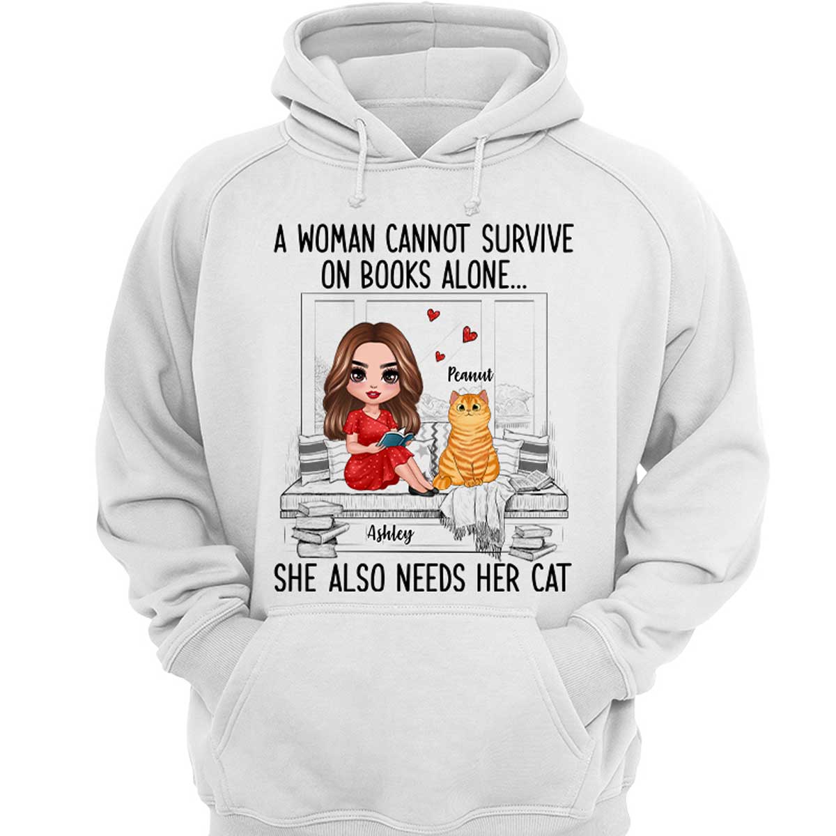 Reading Books Girl And Cats Window Personalized Shirt