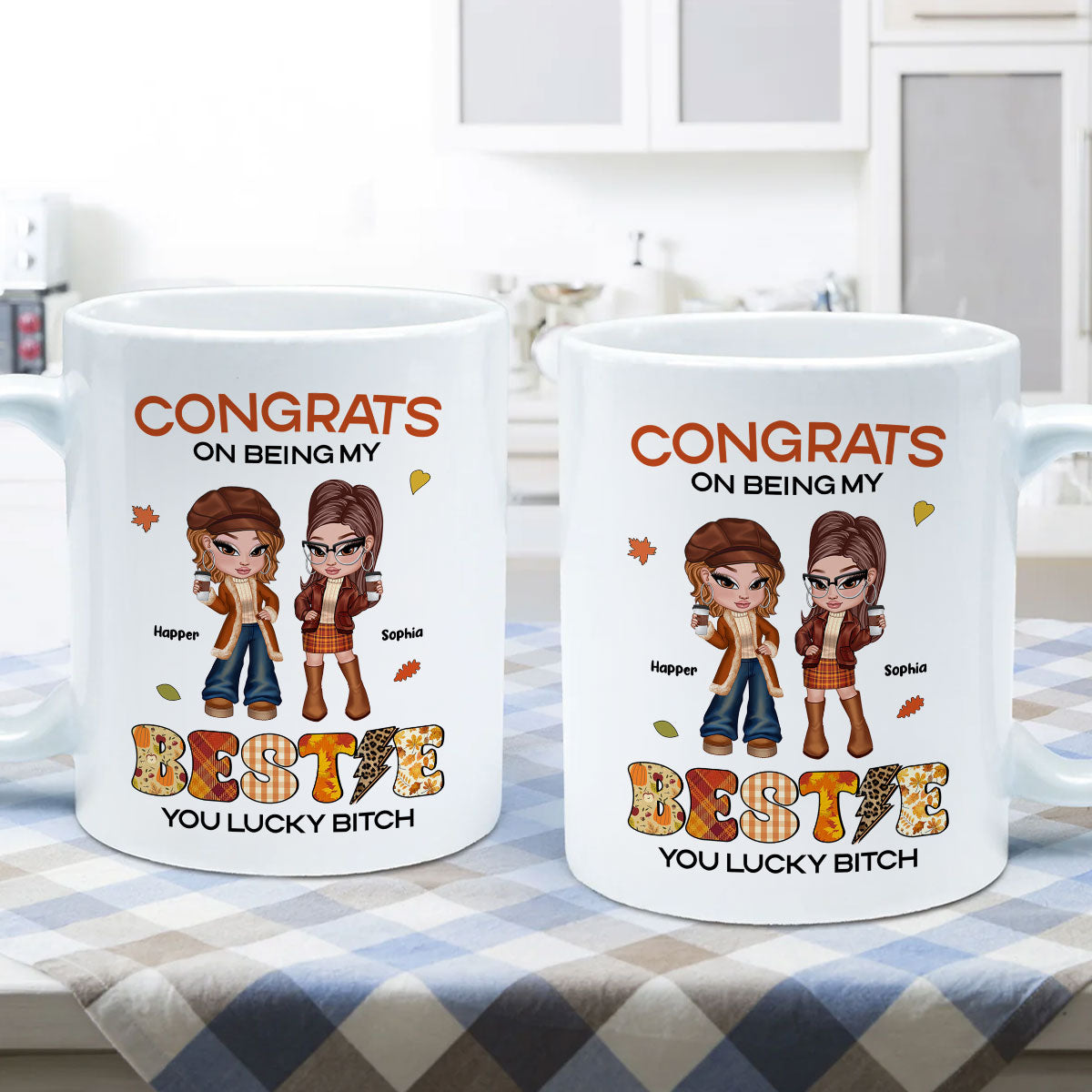 Congrats On Being My Bestie Sister Fall Season Y2K Style Personalized Mug