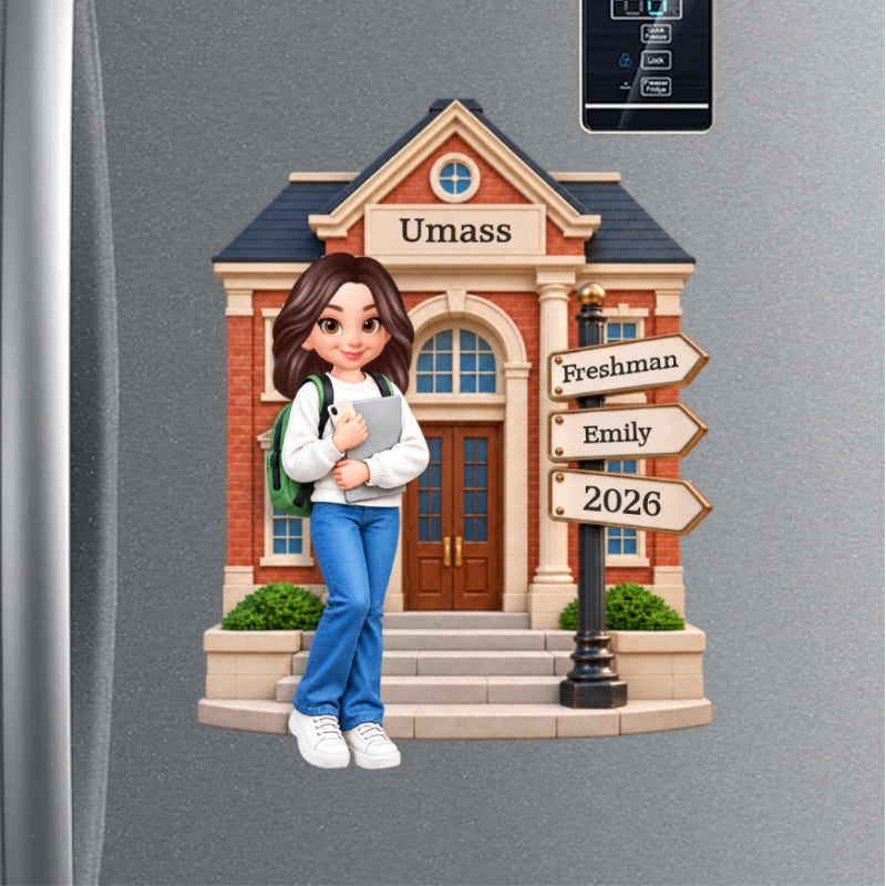 1st Year Of College 2D Flat - Personalized Acrylic Magnet - Christmas Gift for Freshman