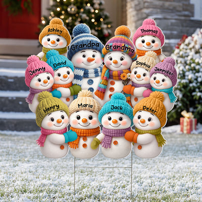 Christmas Snowman Grandpa Grandma Grandparents Grandkids - Personalized Yard Sign - Christmas Decor For Grandparents