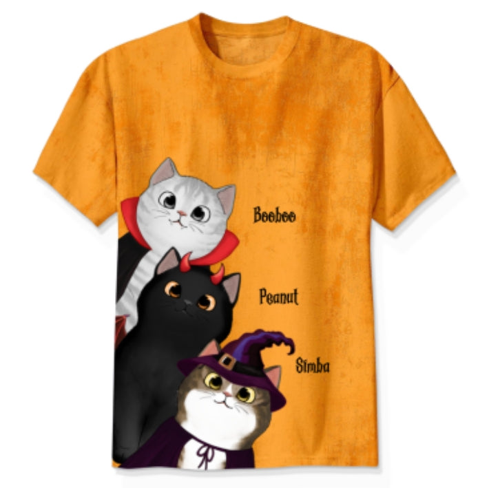Peeking Halloween Cats Spooky Vibe - Personalized 3D Shirt