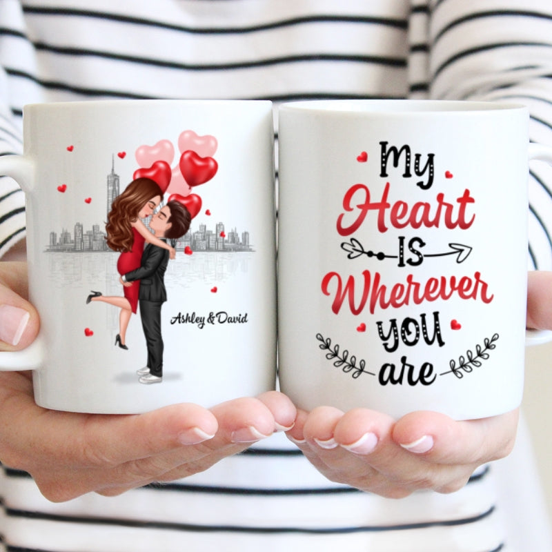 My Heart Is Where You Are Couple Valentine‘s Day Gift For Him For Her Personalized Mug