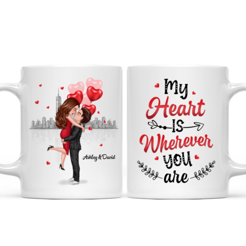 My Heart Is Where You Are Couple Valentine‘s Day Gift For Him For Her Personalized Mug