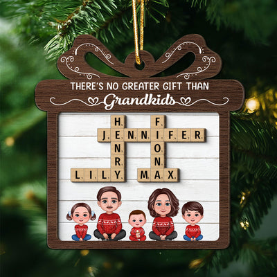 No Greater Gift Than Grandkids Crossword Puzzle Art Personalized 2-Layer Wooden Ornament
