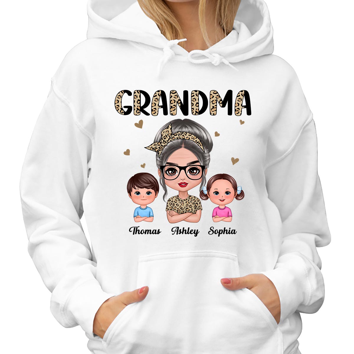 Half Leopard Grandma With Grandkids - Personalized Shirt