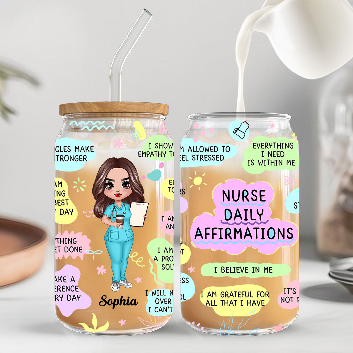 Nurse Daily Affirmations Nurse Appreciation Gift Personalized Clear Glass Can