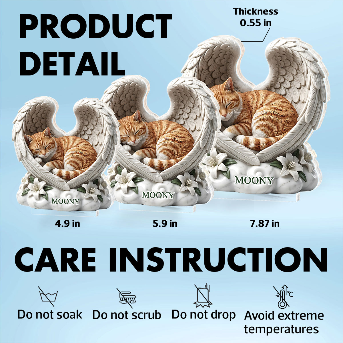 Custom Dog Angel Wings Statue - Personalized Acrylic Block Plaque - Heartfelt Pet Memorial Gift