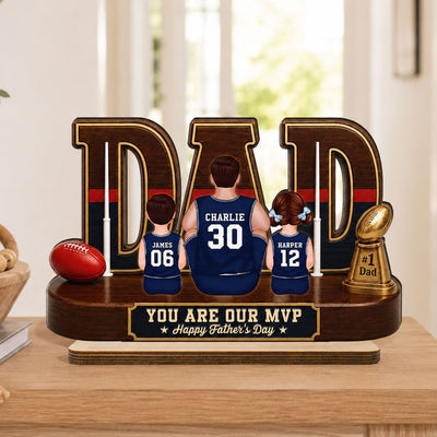Australian Rules Football Dad Legend Daddy's Dream Team - Personalized 2-Layered Wooden Plaque - Father's Day Gift For Dad