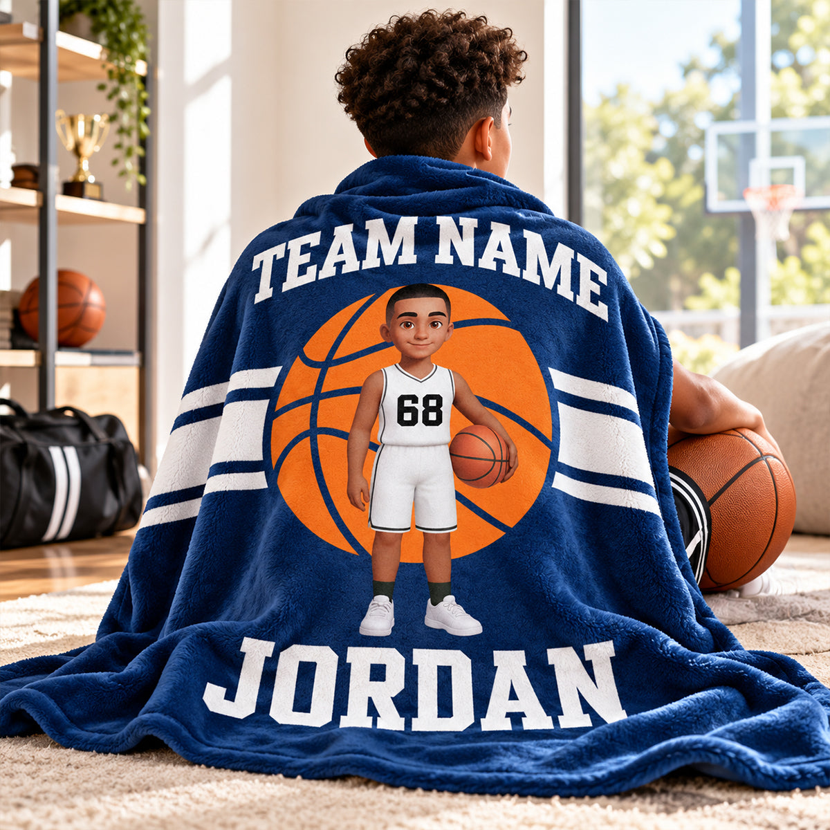 Basketball Girl Boy Player Custom Name And Team Name - Personalized Fleece Blanket - Christmas Gift For Basketball Players, Basketball Lovers, Granddaughter, Daughter, Grandson, Son