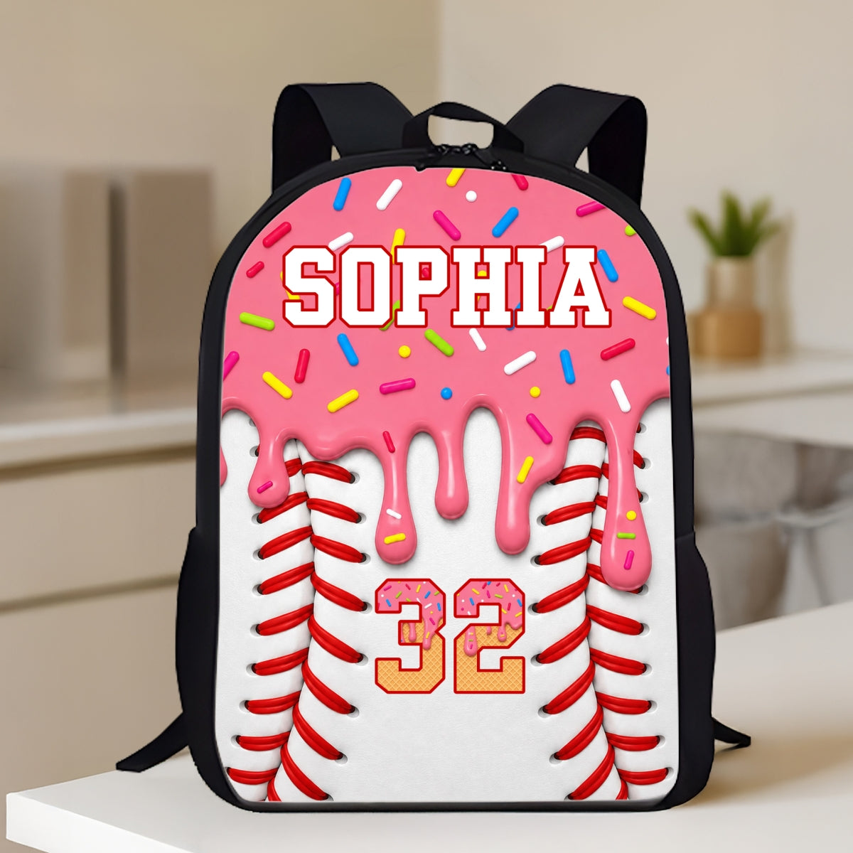 Baseball Drip Custom Name & Number - Personalized Backpack - Back To School Gift For Baseball Lovers, Baseball Players, Son, Daughter, Grandson, Granddaughter