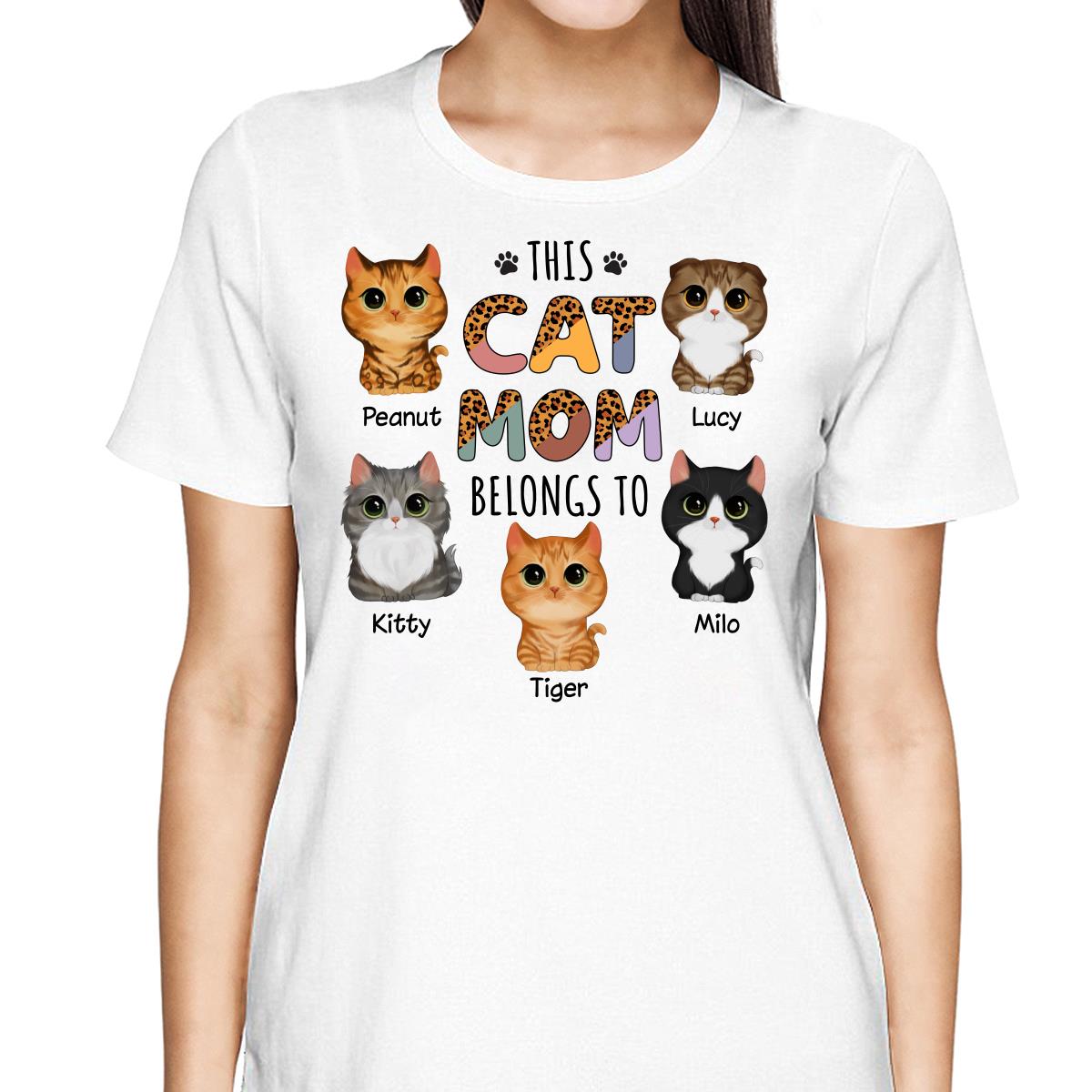 This Cat Mom Belongs To Watercolor Cute Cats Personalized Shirt