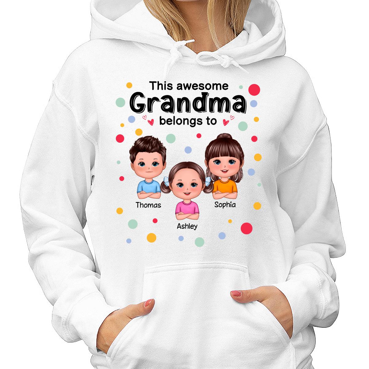 This Mom Grandma Dad Grandpa Belongs To Cute Doll Kids Colorful Dot Personalized Shirt