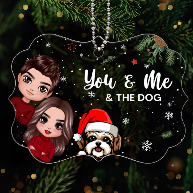You Me & The Dogs Peeking Christmas Personalized Acrylic Ornament