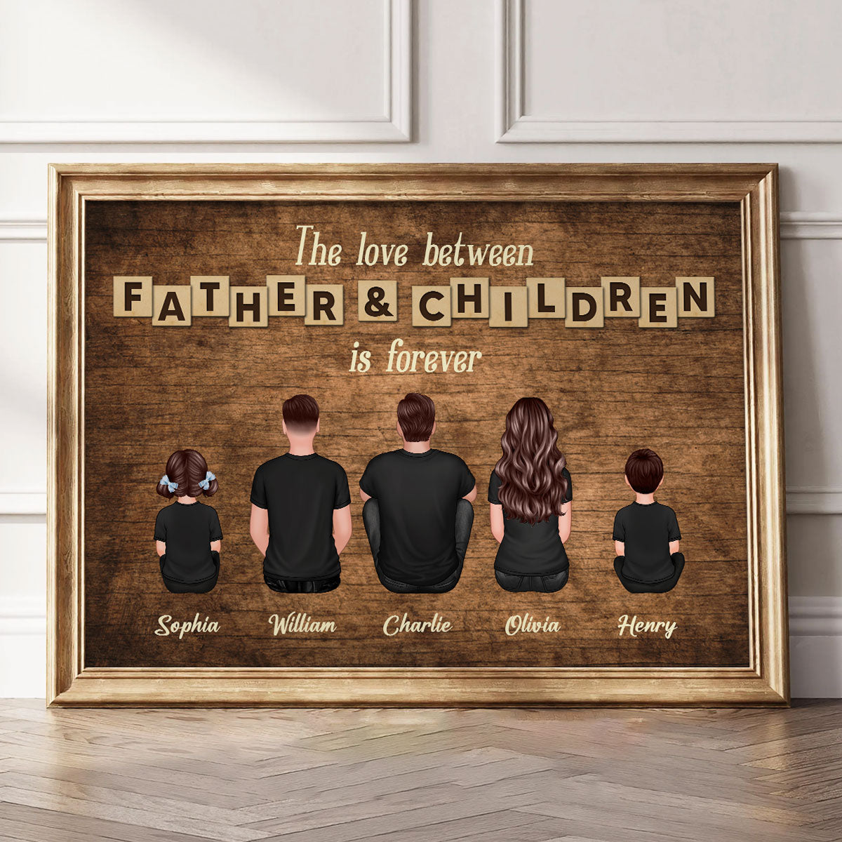 The Love Between Father & Daughters Sons Is Forever Rustic Personalized Poster, Heartfelt Gift For Dad