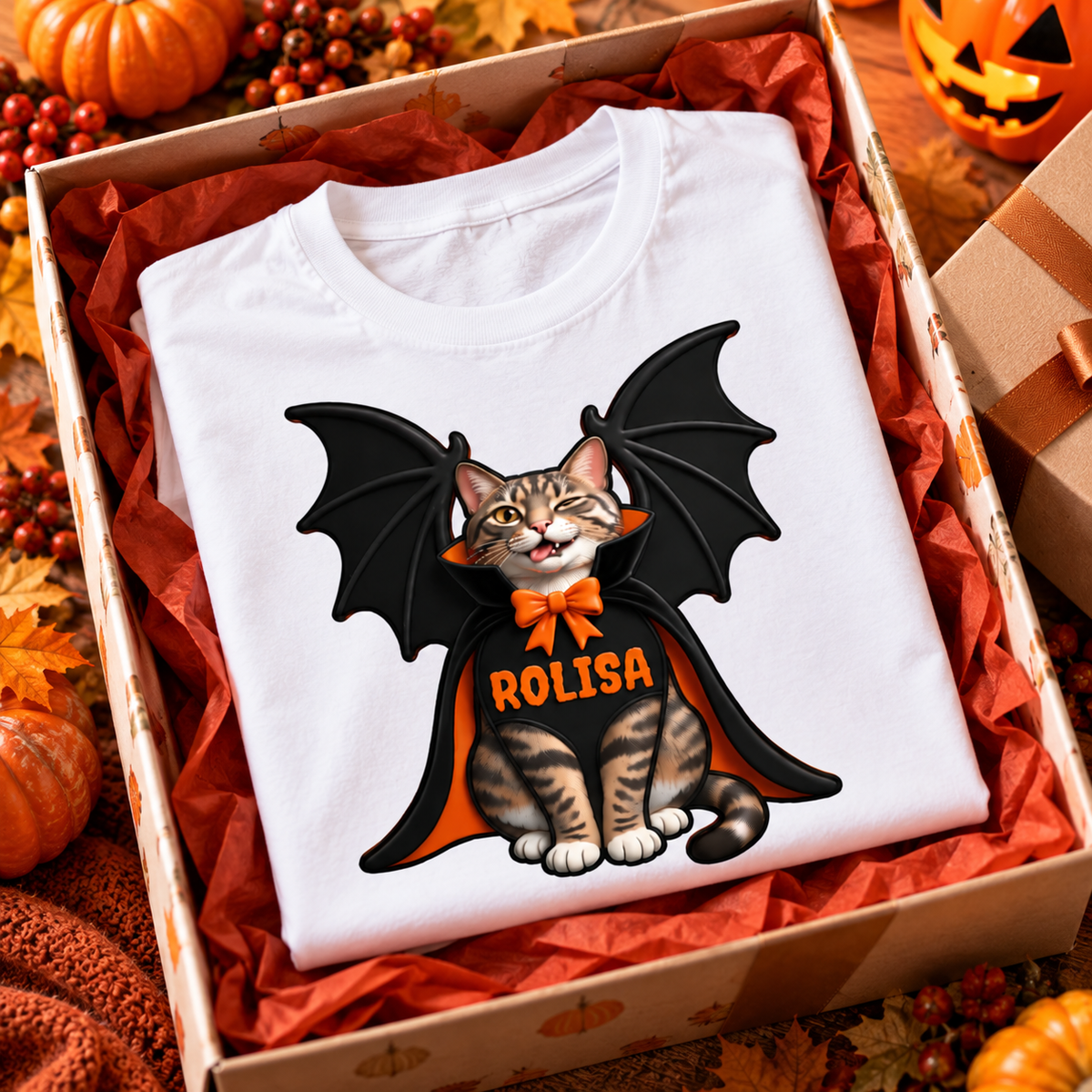 Custom Dog Cat Vampire - Personalized Shirt - Spooky Rustic Halloween Porch Decoration