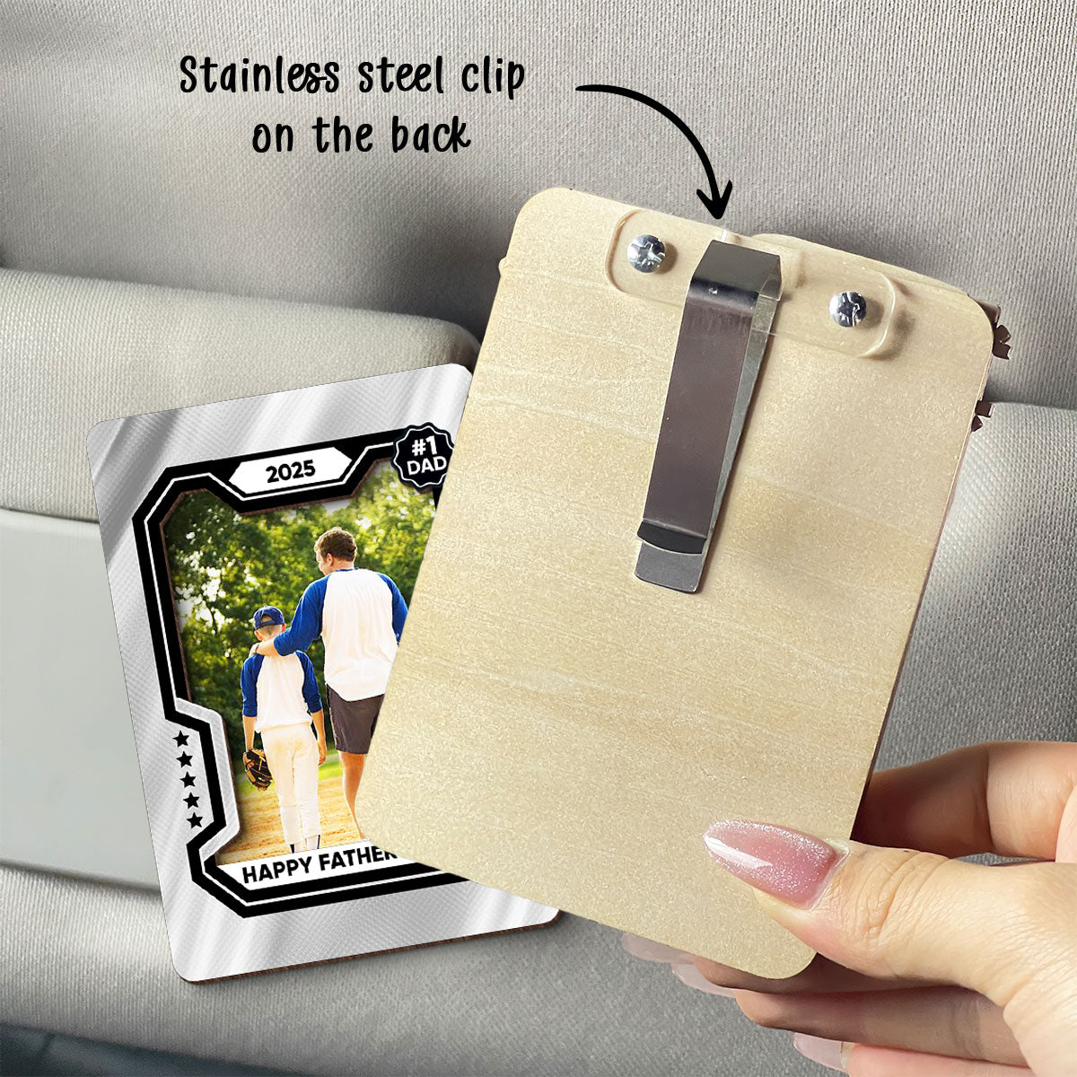 Premium Baseball Card Personalized Acrylic Car Visor Clip, Father's Day Gift for Dads, Gift for Husband