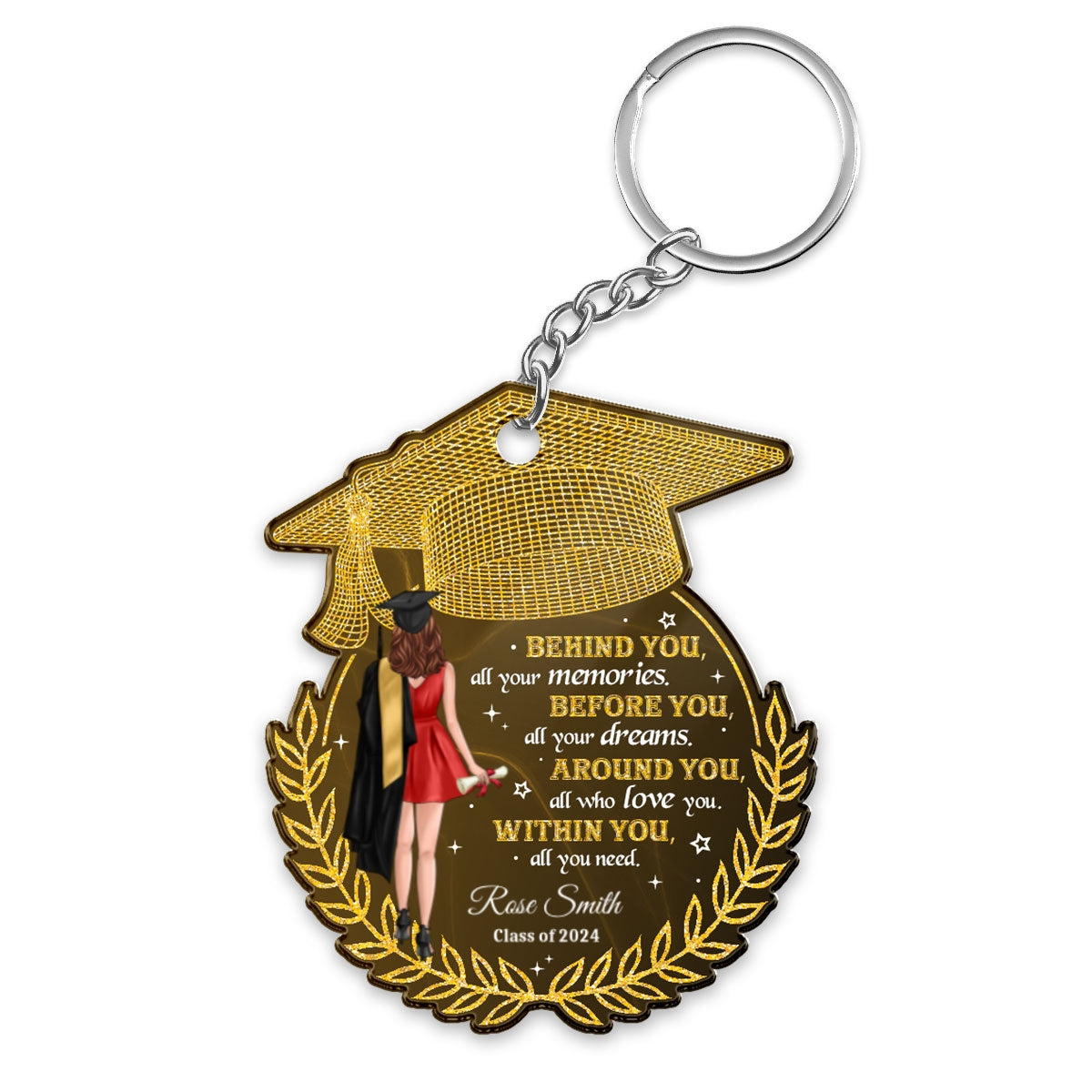Behind You All Your Memories Graduation Gift Personalized Acrylic Keychain