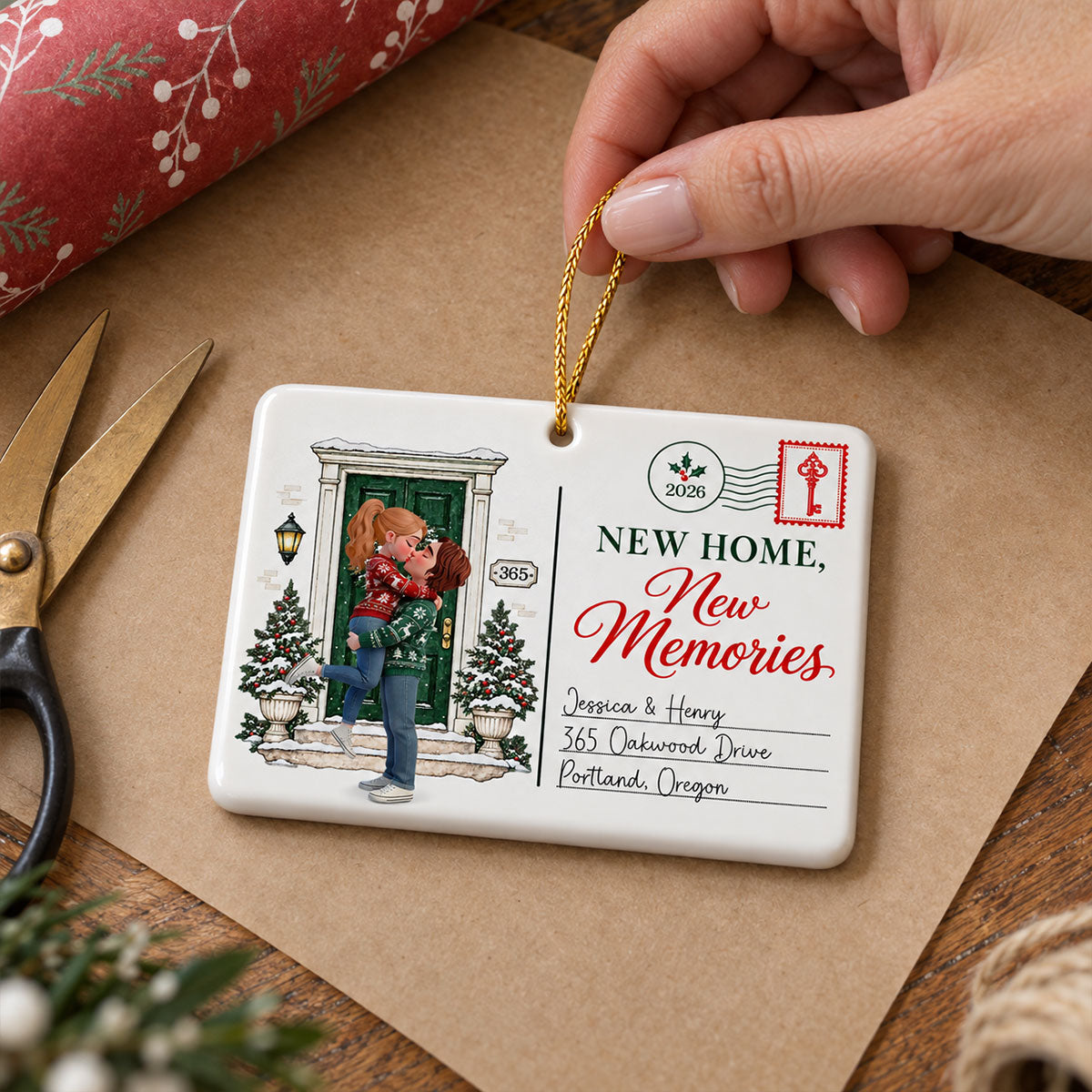 Couple First Christmas In New Home - Personalized Ceramic Ornament – New Home Keepsake, Housewarming Gift for Couple