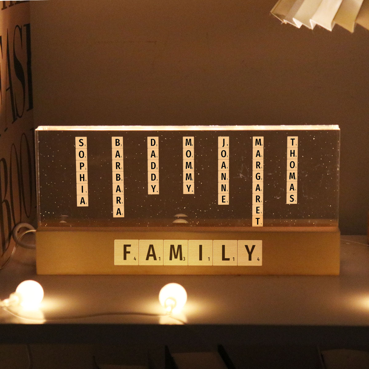 Family Friends Grandma Puzzle Words Personalized Acrylic Block LED Night Light