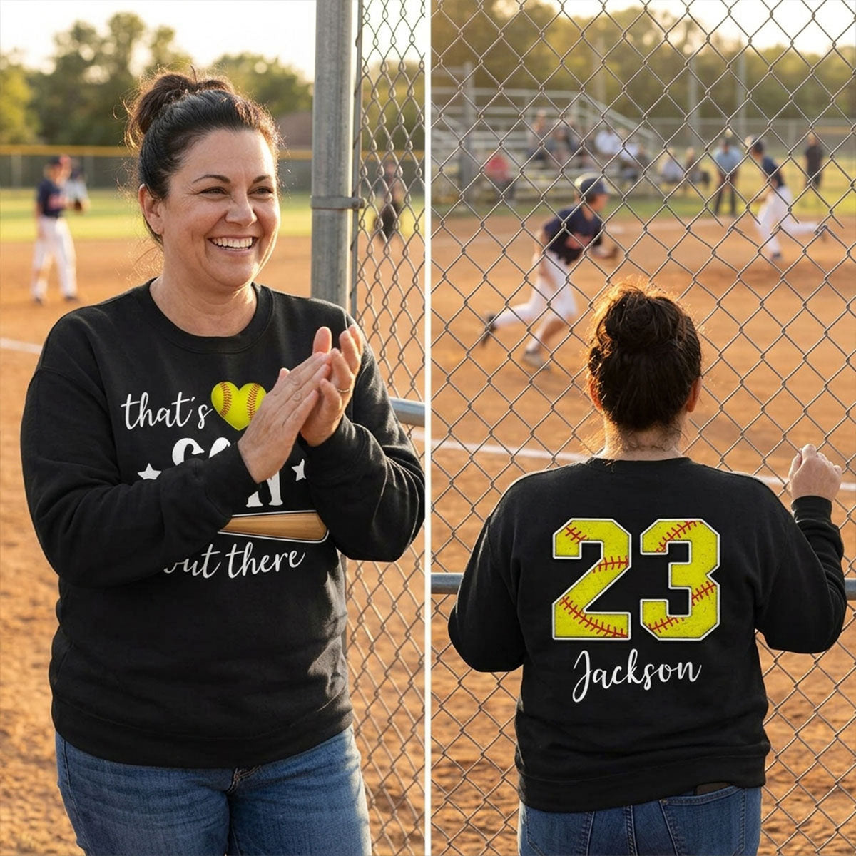 That's My Grandson Out There - Personalized Double Sided Shirt - Baseball Softball Grandma Mom