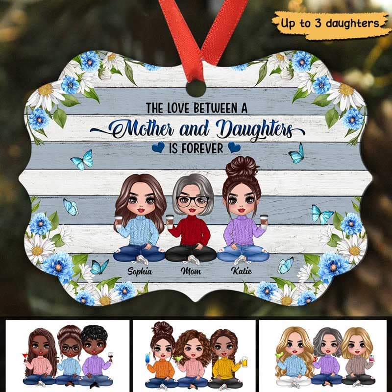 Flower Doll Mother And Daughters Personalized Christmas Ornament