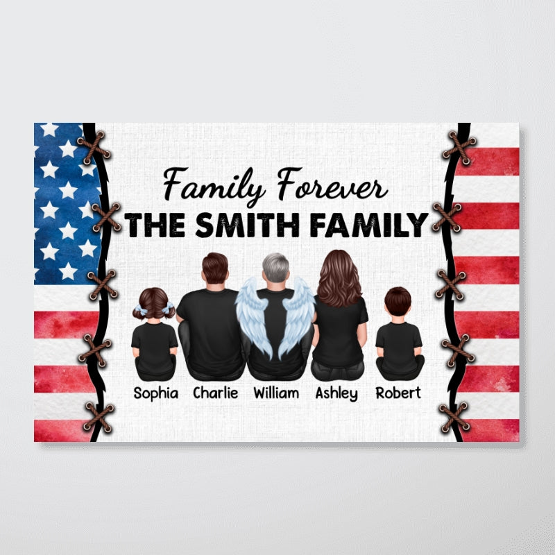 Family Forever American Flag Personalized Poster