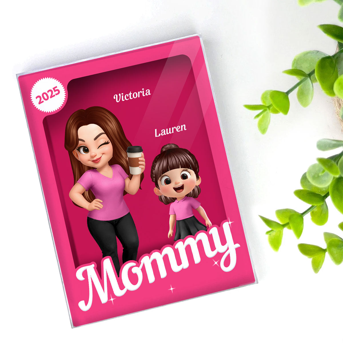 Grandma Grandkids 3D Effect Pink Action Figure Personalized Acrylic Block