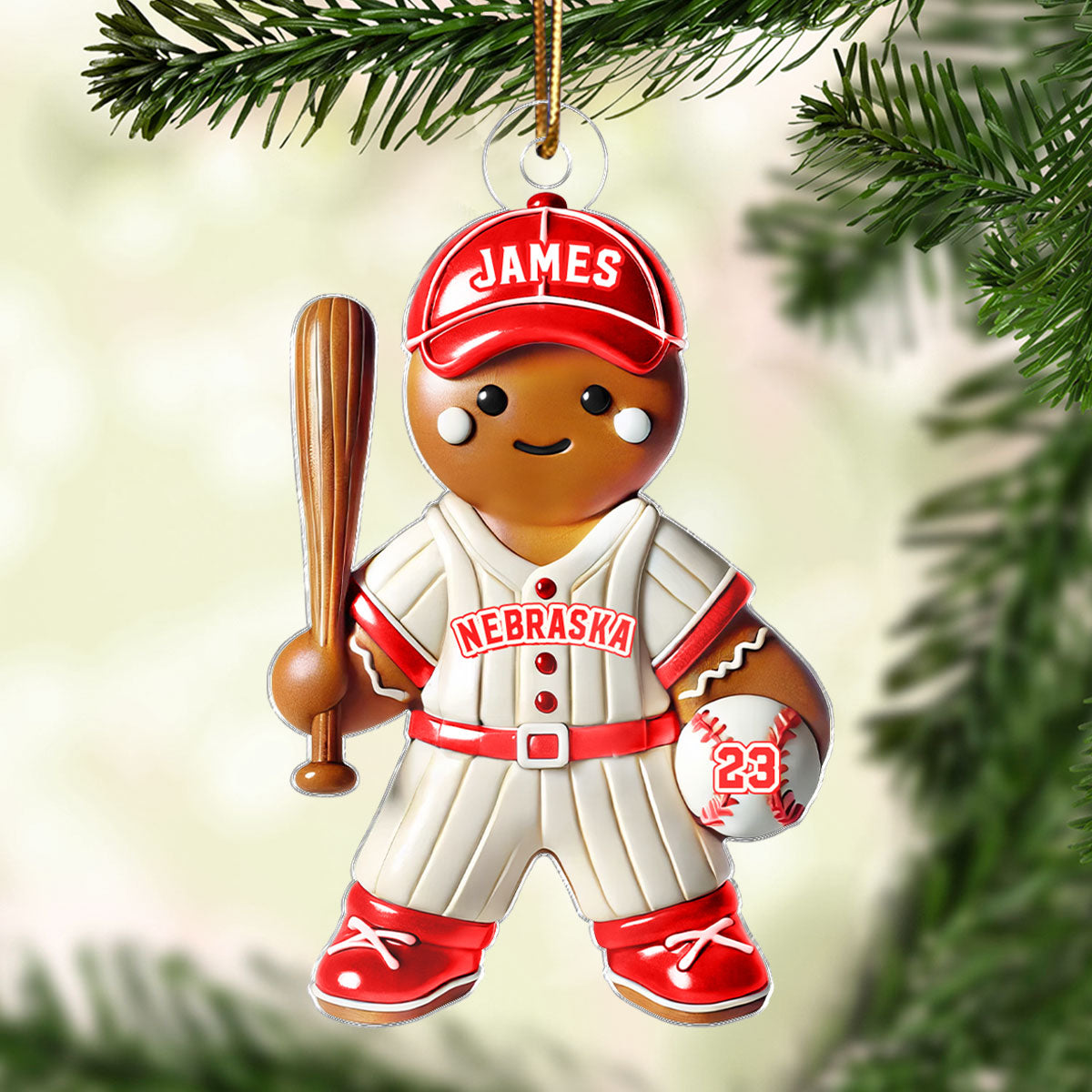 3D Effect Baseball Kid Personalized Acrylic Ornament, Christmas Gift For Grandkids
